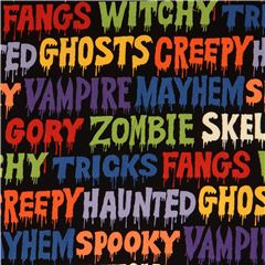 tela con palabras de Halloween en ingl�s sobre negro Tela de Alexander Henry