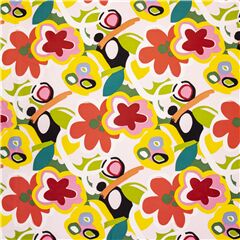 Tela EE. UU. con grandes flores verde amarillo rojo blanco Tela de Alexander Henry