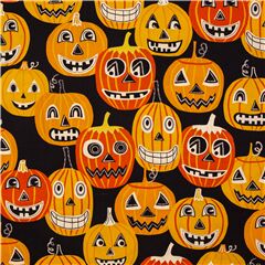 tela Halloween naranja calabazas algod�n negro Tela de Alexander Henry