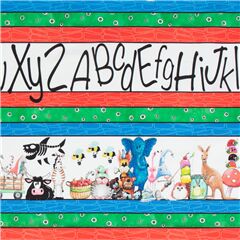tessuto lettere strisce alfabeto animali Tessuto di Quilting Treasures