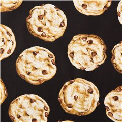 tessuto nero biscotti marroni beige cibo Tessuto di Timeless Treasures