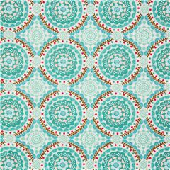 Tela azul mandalas geom�tricos c�rculos cruces (Retazo)