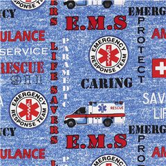tessuto blu simboli emergenza medica pronto soccorso scritte Tessuto di Sykel Enterprises