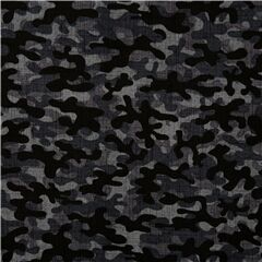 tessuto Camo motivo mimetico macchie nere grigie USA Tessuto di Timeless Treasures