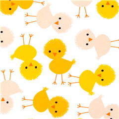 Tossed Chicks Baby Chickens Stretch Fabric by Robert Kaufman