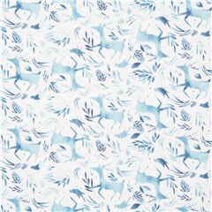 Tissu de No�l avec des rennes bleu clair et blanc Tissu par Dear Stella