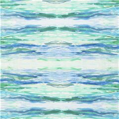 tela azul y verde pintura a rayas River en algod�n EE. UU. Tela de Dear Stella