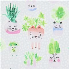 Kawaii Animal Planters Plant Pots Fabric by Dear Stella