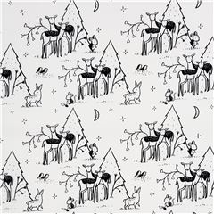 Woodland Critter at Night Forest Deer Rabbits Fabric by Dear Stella