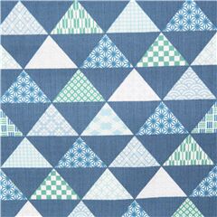 Tela dobby de tri�ngulos azules con estampados tradicionales de Jap�n Tela de Japanese Indie