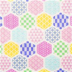 Tela tramada dobby hex�gono tonos pastel multicolor estampado tradicional Jap�n Tela de Japanese Indie
