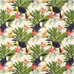 Tucanes Tropicales Follaje Brillante Tela de Stof France