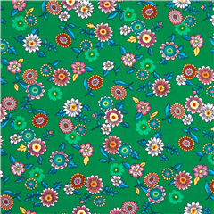 Green Colourful Small Funky Florals Stretch Remnant (Remnant)