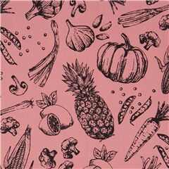 Tela japonesa de fruta y verdura en rosa malva oscuro Tela de Japanese Indie