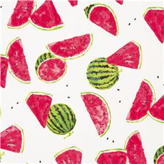 Tela japonesa blanca con sand�as rojas y verdes desordenadas Tela de Japanese Indie