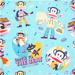 Julius the Monkey mono m�sico en tela azul algod�n Paul Frank Tela de Michael Miller