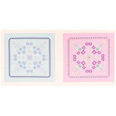 Art Deco Blume 2 Bahnen grau blau wei� pink Stoff von Liberty Fabrics