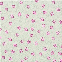 kleine rosa grafische Rosen gr�ne Bl�tter auf Wei� Stoff von Liberty Fabrics