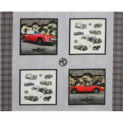 MG tela con panel de coches antiguos (Retazo)