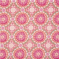 Tela rosa con mandala dise�o geom�trico c�rculos Xs Tela de Michael Miller