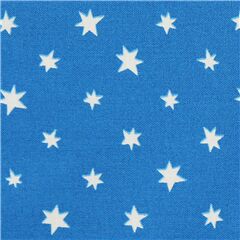 Estrellas Blancas De Seis Puntas Sobre Azul Tela de Michael Miller