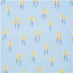 tela algod�n azul celeste con mini hongos amarillos floral Tela de Michael Miller