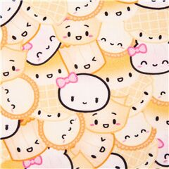 tela algod�n con dimsum wonton sonriente comida Asia superpuesta Tela de Michael Miller