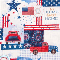 Tissu �toiles feux d'artifice drapeaux rouges bleus blancs Tissu par Michael Miller