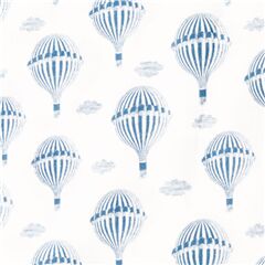 tela blanca la Parisienne algod�n globo aerost�tico vintage azul Tela de Michael Miller