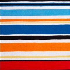 tela de algod�n rayas finas en negro blanco naranja azul rojo Retazo (Retazo)