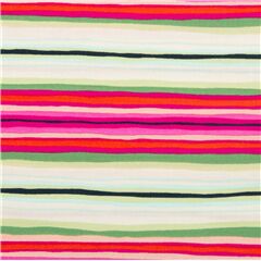 tela de rayas a mano alzada rosa rojo verde de algod�n Tela de Michael Miller