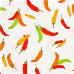 tela blanca algod�n con chiles de colores Tela de Michael Miller