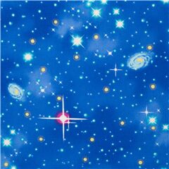 Tela espacial azul medio sarga de algod�n con galaxia estrella astros brillantes Tela de Japanese Indie