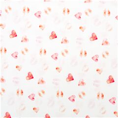 Tela Love blanca mini coraz�n rojo beso rosa Tela de Dear Stella