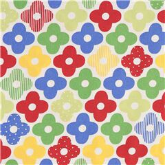 Algod�n oxford multicolor de flores rojo verde amarillo azul Tela de Cosmo