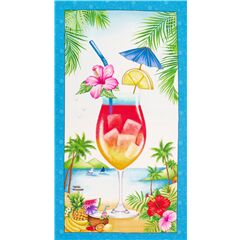 Tela multicolor con panel bebida tropical en isla Tela de Michael Miller