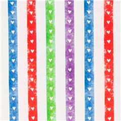 tessuto strisce multicolori cuoricini Tessuto di Quilting Treasures