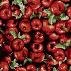 tessuto nero mele USA frutta rossa Tessuto di Timeless Treasures