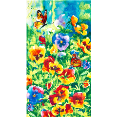 Viola Del Pensiero Farfalle Fiori Da Giardino Pannello Tessuto di Sykel Enterprises