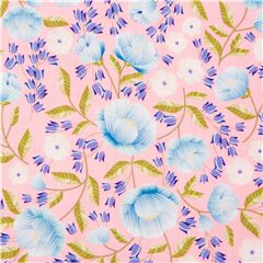 tessuto rosa USA fiori blu peonie campanule stampa digitale Tessuto di Quilting Treasures