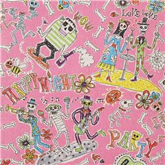 Esqueletos De Caricatura D�a De Los Muertos D�a De Muertos Tela de Japanese Indie