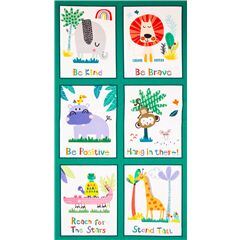 S� Amable Animales De Safari Arco�ris Panel De Motivaci�n Tela de Michael Miller