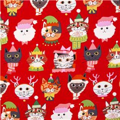 Navidad De Gatitos - Gatos Lindos Con Sombreros Tela de Alexander Henry