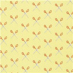 tessuto giallo forbici rosse motivo semplice cotone Tessuto di Quilting Treasures