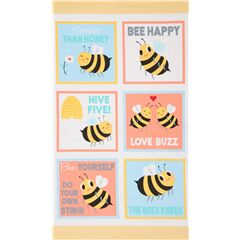 Bees Knees Happy Colorful Cartoon Honey Bee Fabric by Robert Kaufman