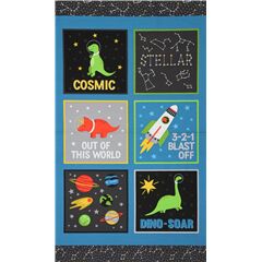 Outer Space Dinosaur Astronaut Fabric by Robert Kaufman