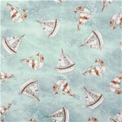 tessuto celeste piccole barche a vela USA Tessuto di Quilting Treasures