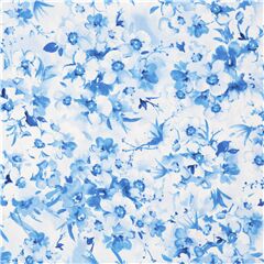 tessuto mazzi fiori blu cotone bianco Tessuto di Timeless Treasures