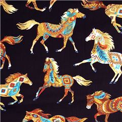 Painted Southwest Running Mustang Horses Fabric by Timeless Treasures