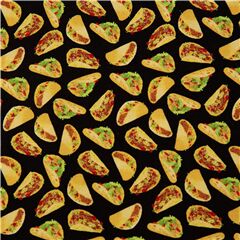 tela negra comida mexicana de colores mini tacos Tela de Timeless Treasures